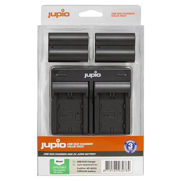 Jupio Cargador Kit Fuji: 2 Baterías W235 USB Duo