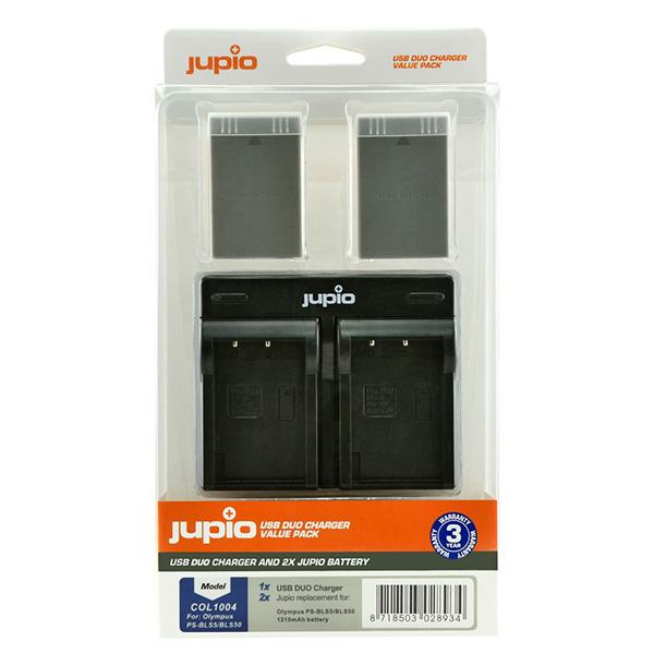 Jupio Cargador Kit Olympus: 2 Baterías BL-S5/50 USB Duo