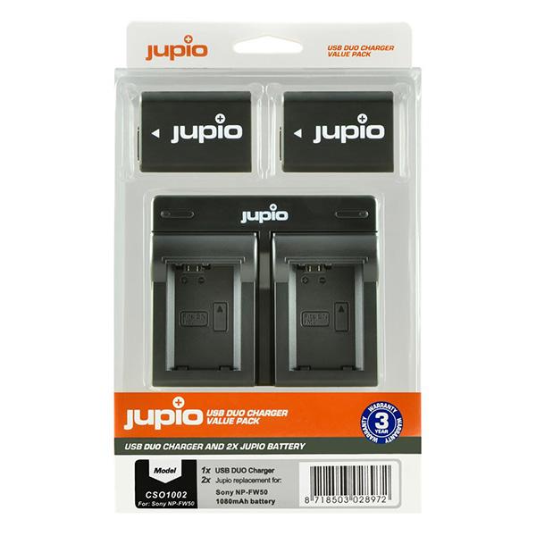 Jupio Cargador Kit Sony: 2 Baterías NP-FW50 USB Duo