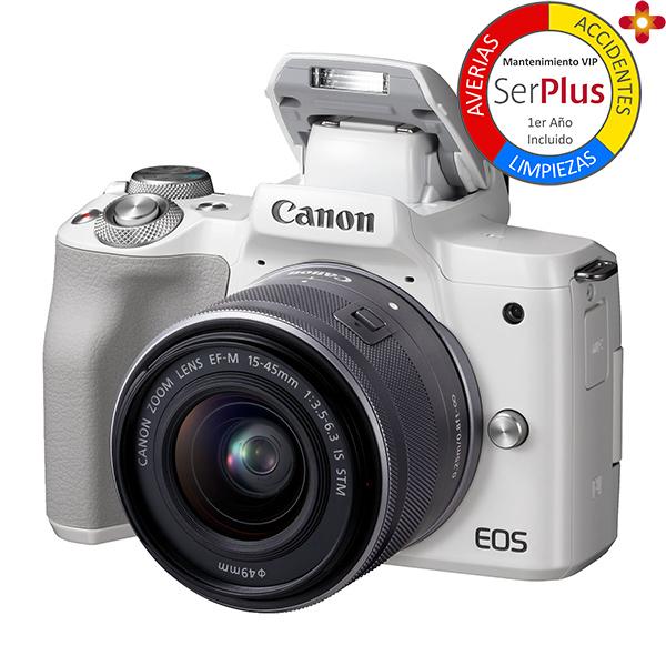 Canon Cámara EOS M50 Mark II + EF-M 15-45mm Blanca