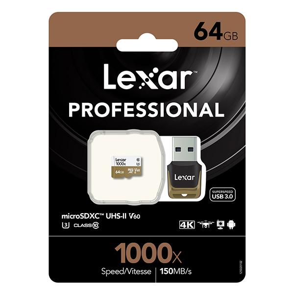 Lexar Micro SDXC 64GB 1000x UHSII con lector USB3.0